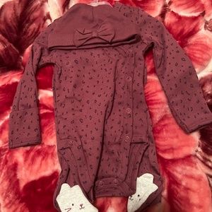 Dark Mauve onesie & pants with kitten feet